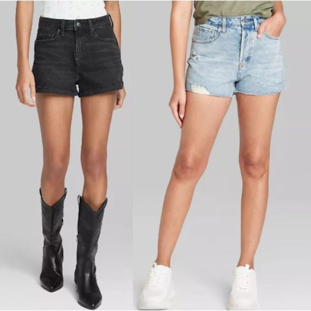 Target Wild Fable Jean Shorts Bundle 2 Piece Black Denim High Rise Summer